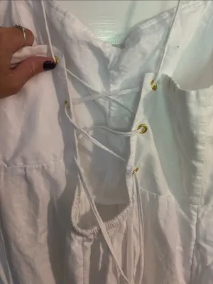 Women’s White Linen Blend Beach Dress thumbnail 2