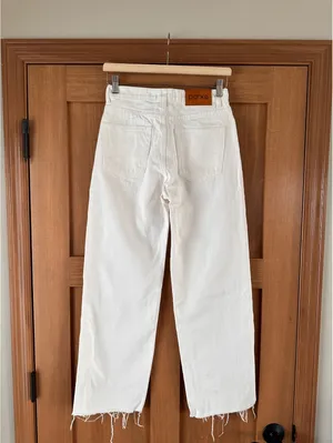 Parke Wide Leg Relaxed Jeans Raw Hem Button Fly White Wash Women’s size 25 thumbnail 7