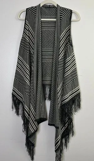 Southwestern Aztec Chevron Printed Fringe‎ Hem Handkerchief Hem Vest thumbnail 1