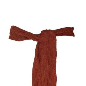 Savannah Morrow Long Tie Belt Scarf‎ Rust Color Crinkle Gauzy 63"x3" Cotton NWOT thumbnail 2