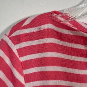 Charter Club Luxury Pima Cotton Pink White Striped Boat Neck Top thumbnail 4