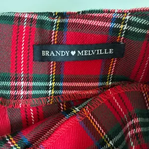 Brandy‎ Melville Red Plaid Cara Mini Skirt Side Slit High Waisted Tartan XS S thumbnail 5