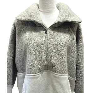 The North Face Women's Gray Cream Colorblock Sherpa Fleece Pullover Jacket S thumbnail 3