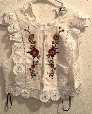 Forever 21 White Floral Crop Top thumbnail 2