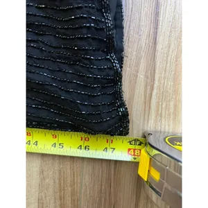 VTG SM Black Beaded Halter Neck Gown Silver Open Back Cage Detail Formal Dress thumbnail 7