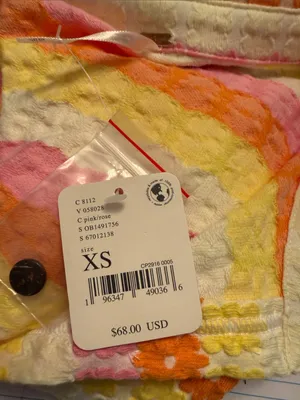 Free People Floral Stripe Babe Town Polo Crop Top Pink, Yellow & Orange Sz XS thumbnail 4