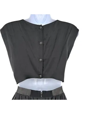 Alice + Olivia Black Silk Dress Cutout Back Leather Trim Mini Size Small Luxury thumbnail 6