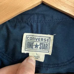 Converse One Star Shirt Dress L Teal Blue Womens Utility Snap Front Cotton thumbnail 4