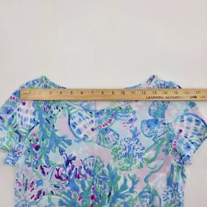 Lilly Pulitzer Blue Green Floral Print Pima Cotto Mini Dress thumbnail 7