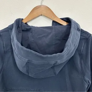 Lululemon Size 4 Navy‎ Blue Cotton Blend Hooded Full Zip Sweatshirt Loungewear thumbnail 8