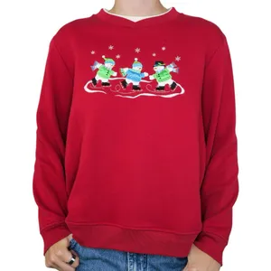 Studio Works Vintage 90s Snowman Ice Skating Embroidered Christmas Sweatshirt thumbnail 1