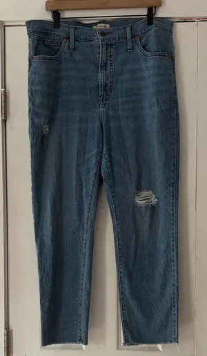 Madewell The Perfect‎ Vintage Distressed Denim Jeans Size 33 Cropped EUC thumbnail 1