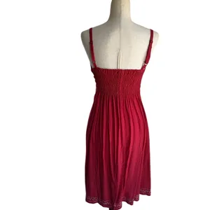 Sleeveless Red Embroidered V-Neck Mini Dress thumbnail 3