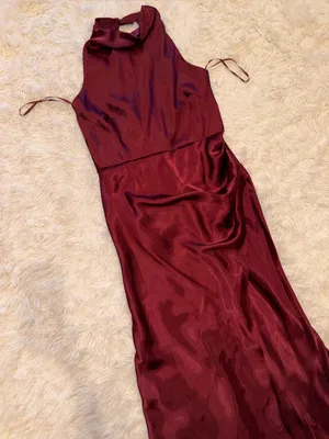 NEW Betsy & Adam Charmeuse Halter burgundy Dress SZ 12 thumbnail 5