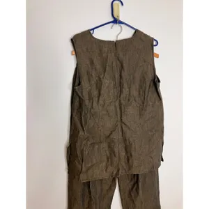 Pursuits Ltd Linen Pant Set Women 12/8 Brown Excellent Vintage Tunic Trousers thumbnail 8