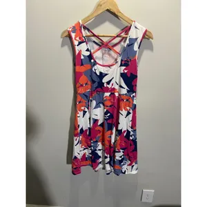 Krimson Klover Floral Dress Womens Small‎ Pink Orange Strappy Back Summer Active thumbnail 4
