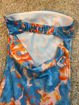 Hello Molly Orange and blue floral tube top maxi dress thumbnail 5