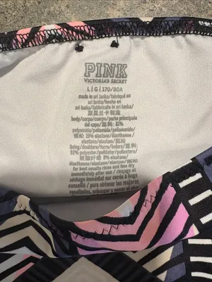 PINK Victoria's Secret Black Multicolor Geometric Strappy Bikini Bottom thumbnail 2