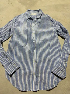Everlane Striped Blue & White European flax Linen Button-Up Shirt 2 thumbnail 2