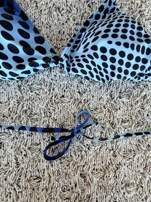 Amazon Blue and Black Polka Dot Ombre Bikini Top | Size Large thumbnail 2