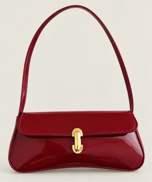 Red/burgundy glossy shoulder bag Red thumbnail 1