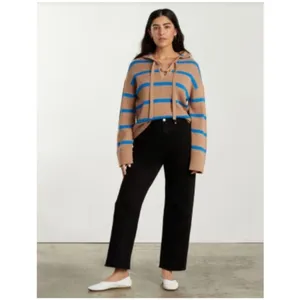 NWT Everlane Lace Up Wool Cotton Striped Sweater thumbnail 6