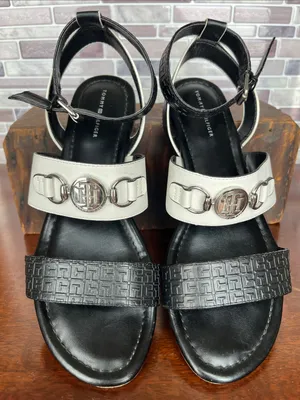 Tommy Hilfiger women's black and white flat sandals thumbnail 5