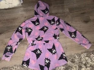 Kuromi Sanrio Hot Topic exclusive 2023 Sherpa 2Pc purple set LRG thumbnail 9