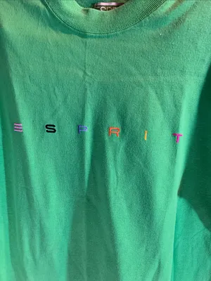 Vintage Esprit Lime Green Embroidered T-Shirt Size OS Teen thumbnail 2