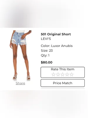 Levi's Original 501 Shorts in Luxor Anubis, Size 23 thumbnail 2