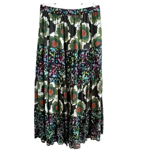 Anthropologie Womens Floral Peasant Maxi Skirt Size L Tiered Boho Hippie Flowy thumbnail 2