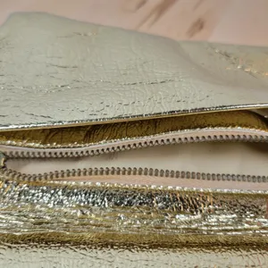 Vintage Clutch Wallet Womens 8"x5" Metallic Gold Kiss Lock Bi-Fold Evening Purse thumbnail 9