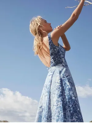 Reformation Blue Linen Tie-Dye Midi Dress M thumbnail 2