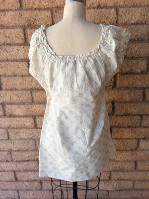 Nectar | Cream Floral Puff Sleeve Button Front Mini Dress | L thumbnail 10