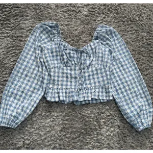 Rose & Grey Women’s M Gingham Peasant Crop Top Long Sleeve Cottagecore Floral thumbnail 3