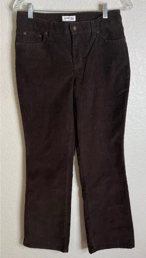 St. Johns Bay 8 Petite Corduroy Pants Brown‎ Straight Leg Button Flap Pocket thumbnail 1