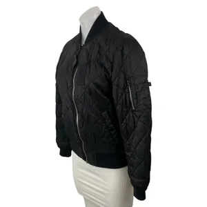 Alpha Industries MA-1 Diamond Black Quilted Long Sleeve Bomber Coat Jacket Sz S thumbnail 3