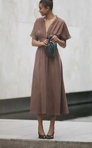Anthropologie The Tobie Faux Suede Maxi Shirt Dress by Exquise, Size XS thumbnail 3