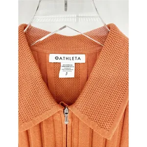 Athleta Fairway 1/2 Zip Knit Sleeveless Polo Women's S Orange‎ Preppy thumbnail 5