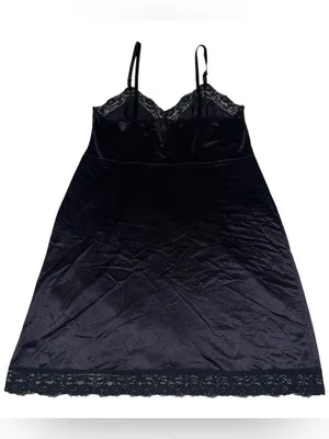 Black lace satiny slip dress. Size L thumbnail 2