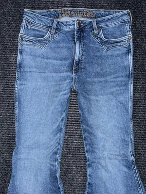 Wrangler Retro High Rise Trumpet Super Flare Bell Bottom Jean 31x34 Western Boho thumbnail 4