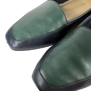 Enzo Angiolini Leather Loafers Flats Colorblock Square Toe Navy Burgundy‎ 5.5 thumbnail 4