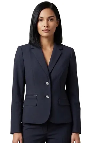 Calvin Klein Navy Blue Pinstripe Two Button Blazer Jacket Size 4P thumbnail 1
