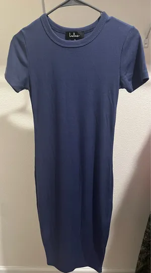 Lulus Blue T-Shirt Navy Crewneck Bodycon Mini Dress thumbnail 1