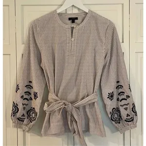 J.Crew striped embroidered tie front blouse size M thumbnail 4