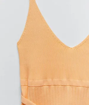 ZARA Strappy Knit Orange Top thumbnail 4
