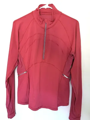 Lululemon Red‎ Half-Zip Athletic Pullover Jacket Women’s Front On the Pack Sz 10 thumbnail 4
