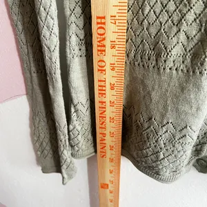 Frye Green Knit Pointelle Cardigan‎ Open Front Soft Classic Minimalist Medium thumbnail 5