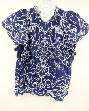 Anthropologie NWT Women's Laine High-Neck Lace Cutwork‎ Blouse Size XS thumbnail 1