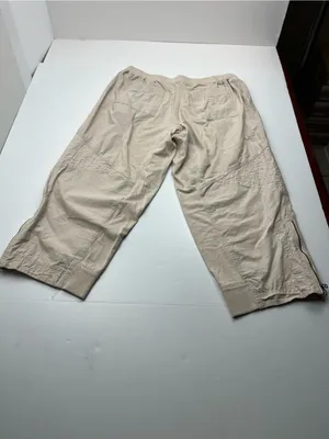Daily Practice Beige‎ Cream Cropped Pants Womens Size Medium Petite Wide Leg thumbnail 13